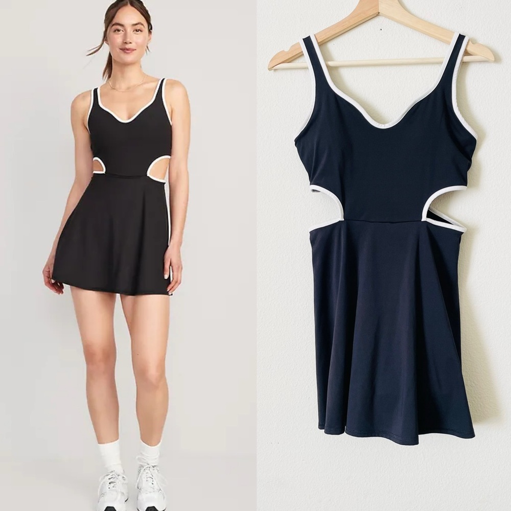 Old Navy SMALL black cutout waist lined tennis dress